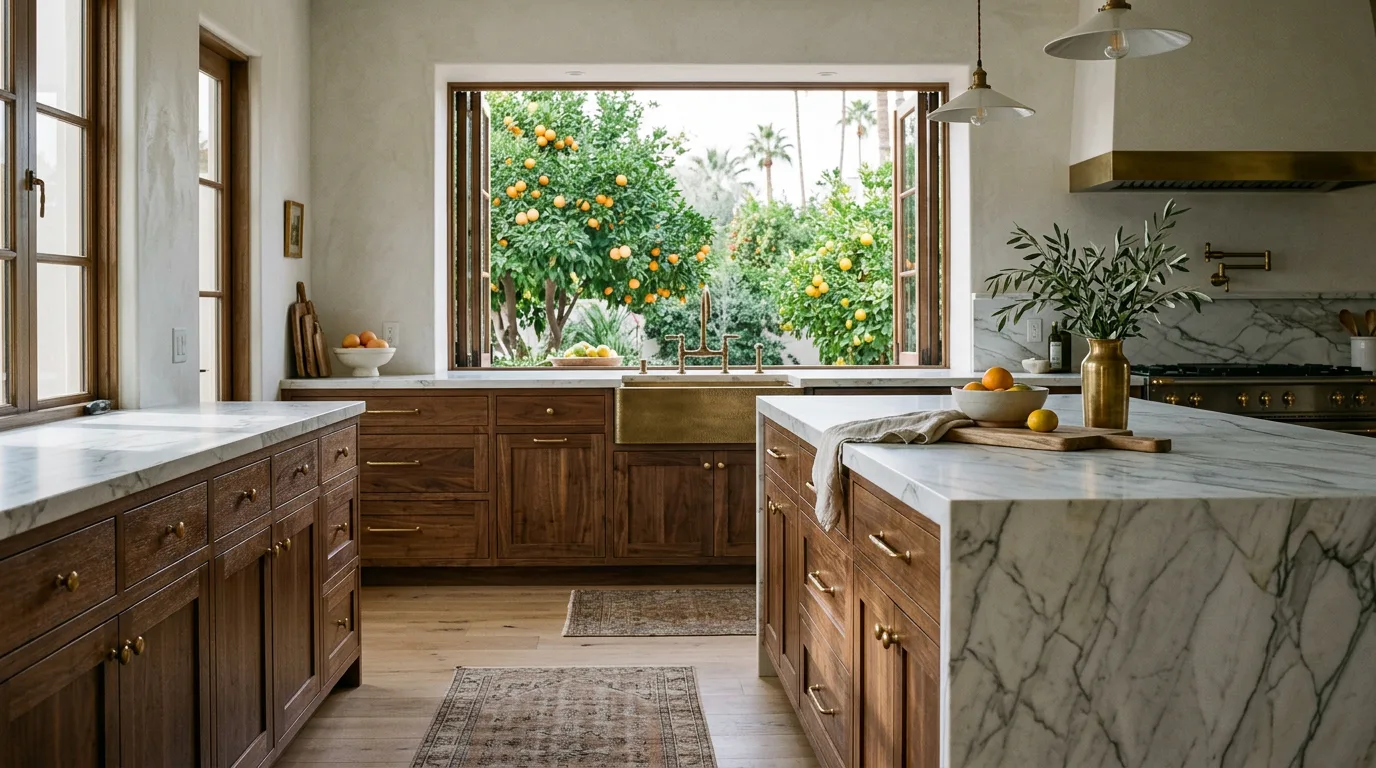 Luxury interior design in Arcadia, Phoenix AZ: custom walnut and stone kitchen by PHX Interior Design Luxury interior design in Arcadia, Phoenix AZ: custom walnut and stone kitchen by PHX Interior Design